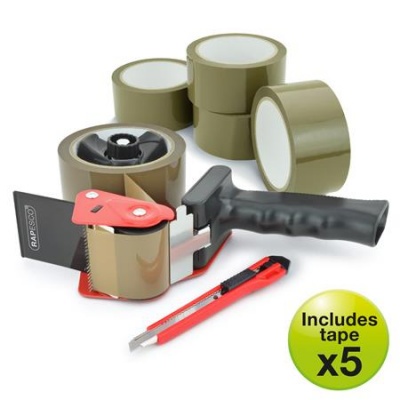 Csomagzáró gép, RAPESCO "Germ-Savvy® 960", 5 db barna csomagolószalaggal, 1 db késsel