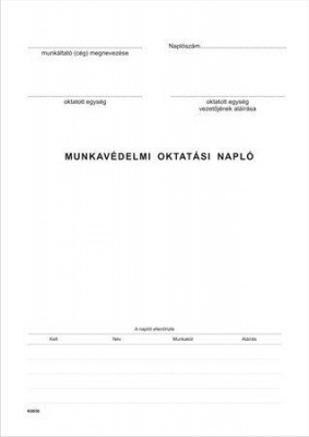 Nyomtatvány, munkavédelmi oktatási napló, 40 oldal, A4, VICTORIA PAPER, 10 tömb/csomag