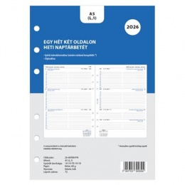 Kalendárium betét, tervező, Filofaxhoz, A5, heti, 1 hét/2 oldal, 2026