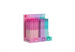 Grafitceruza display, HB, B, 2B, háromszögletű ICO "Süni", világos pasztell színek