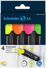 Szövegkiemelő készlet, 1-5 mm, SCHNEIDER "Job 150", 4 különböző szín